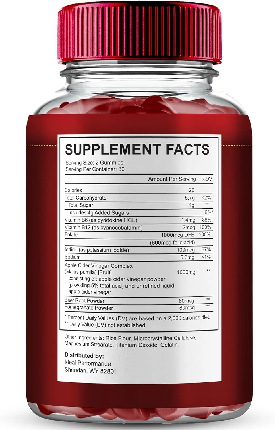 JellyRock Supplement Facts panel on the back of the jar